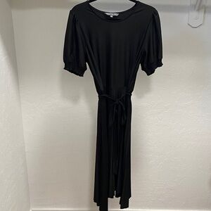 Sharagano Black Midi Dress with Tie Waist 🖤 🖤 🖤